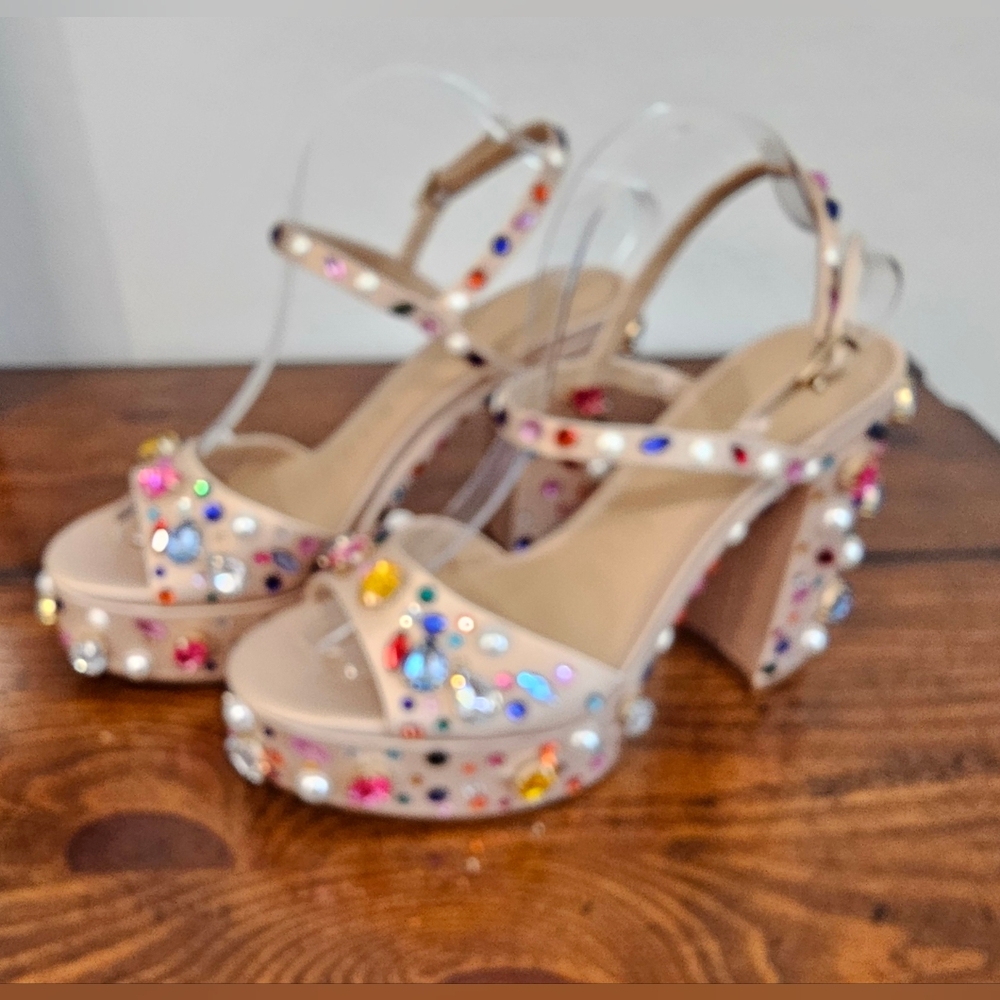 Gianni Bini Multicolor Embellished Statement Heels Formal/Fun Size 10 NWOB - Picture 3 of 9